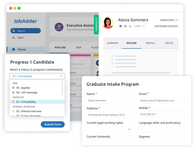 JobAdder Intake Program UI
