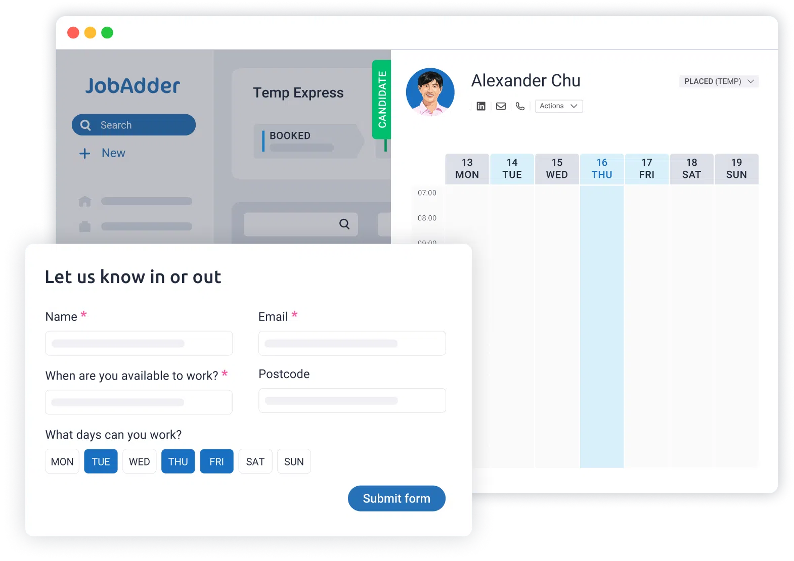 JobAdder Calandrer UI