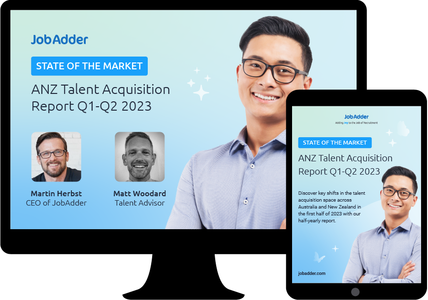 JobAdder ANZ talent acquisition report cover on iPad